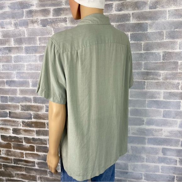 Men’s AXIST Washable Silk Button Up Collared Short Sleeve Shirt Size XXL Seafoam - Picture 10 of 13